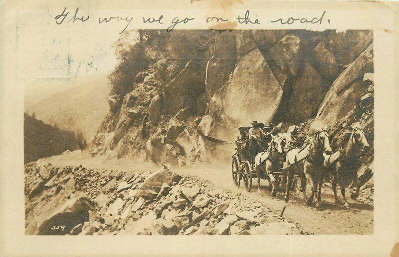 1909 Yosemite National Park California Stagecoach Road Pillsbury RPPC Postcard