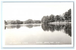 St Mary's Lake Notre Dame IN Indiana Real Photo RPPC Postcard (EX1)