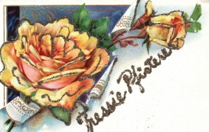 Vintage Postcard Greeting Card To Tressie In Wisconsin Yellow Gold Flower Design