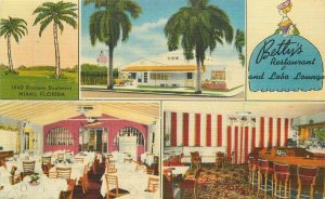 Florida Miami Betty's Restaurant Lobo Lounge 1940s Colorpicture Postcard 22-1930