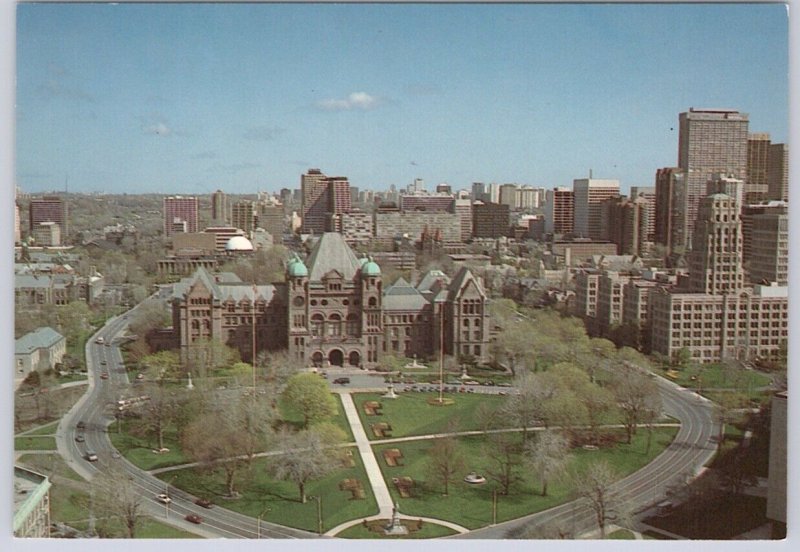 Parliament Buildings, Queen's Park, Toronto Ontario, Chrome Aerial View Postcard