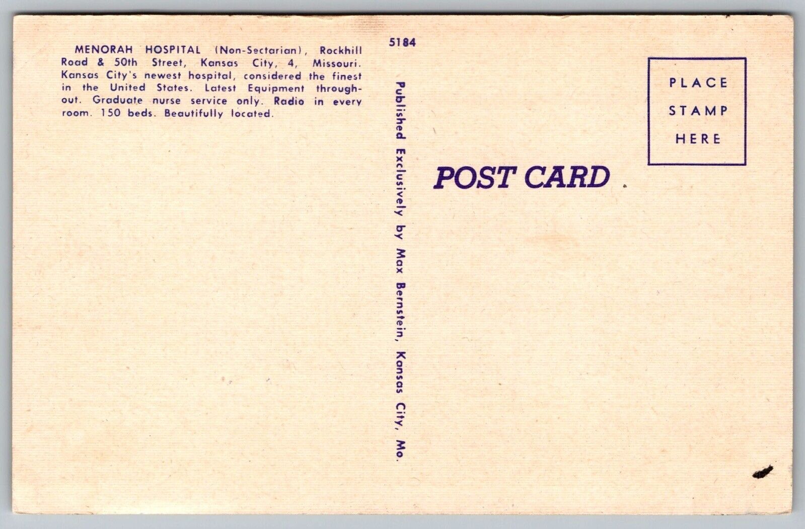 Kansas City Missouri Menorah Hospital Building Streetview Linen