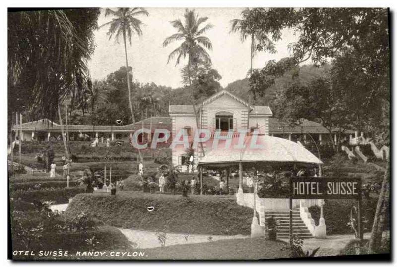 Old Postcard Ceylon Sri Lanka Hotel Suisse Kandy