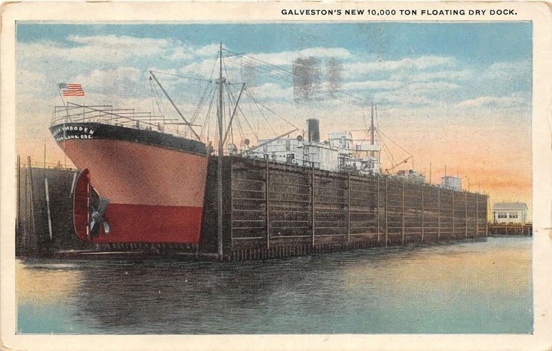 F14/ Galveston Texas Postcard c1924 10,000 Ton Floating Dry Dock 14