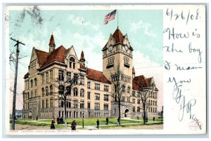 1908 Central High School Exterior Building Detroit Michigan MI Vintage Postcard