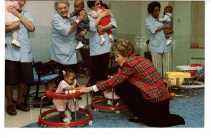 First Lady Nancy Reagan, Children at St Anne`s Hospital, Hyattsville, Maryland