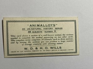 CIGARETTE CARD - WILLS ANIMALLOYS #9 LLO    (UU154)