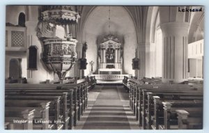 RPPC Leksand Church interior SWEDEN Postcard