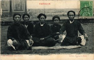 PC TONKIN FAMILLE TONKINOISE ETHNIC TYPES VIETNAM INDOCHINA (a37029)