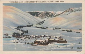 Postcard Winter Scene Sun Valley Lodge + Challenger Inn Sun Valley Idaho