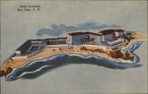 San Juan Puerto Rico PR Hotel Condado Linen Vintage Postcard