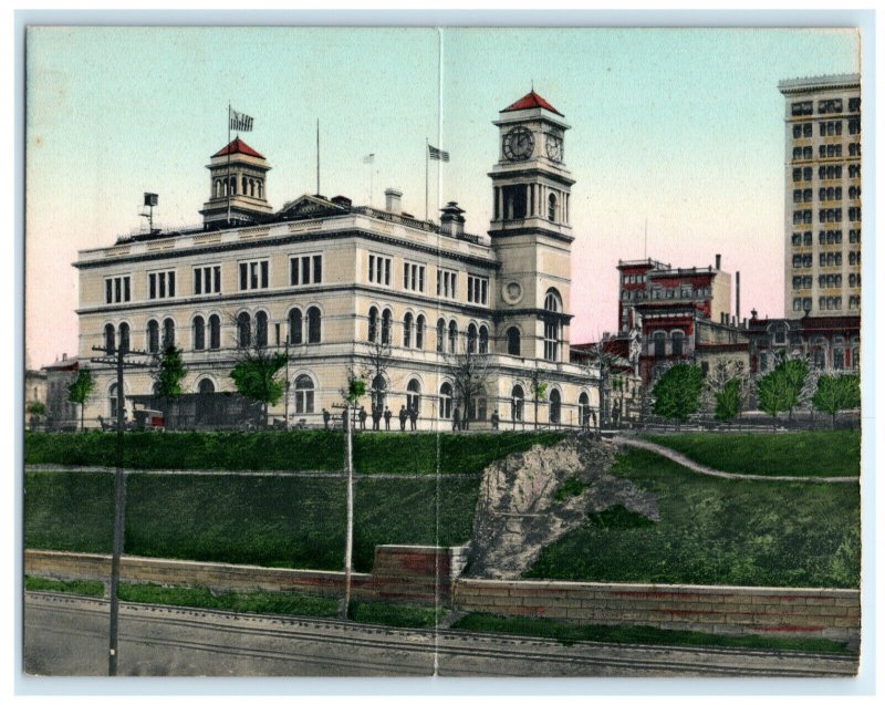c1910 Panorama Fold Out Custom House Railroad Memphis Tennessee TN Postcard