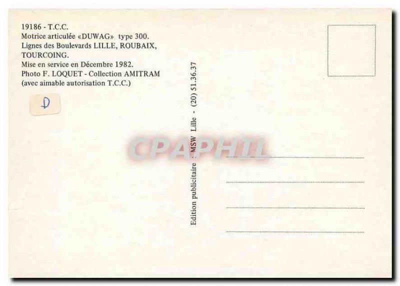 Postcard Modern Motor articulated kind D�wag 300 Line Boulevards Roubaix Li...