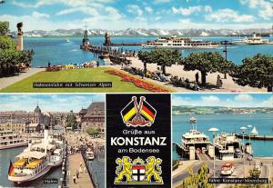 GG13940 Gruesse aus Konstanz am Bodensee Hafen Schiff, Harbour Boats