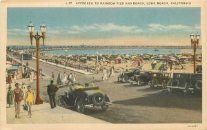 California Long Beach Rainbow Pier automobiles Western 1930s Postcard 22-2631