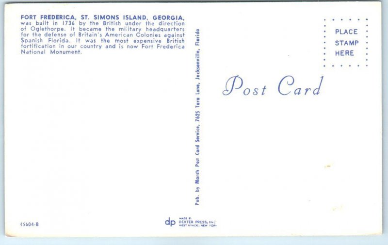 Postcard - Fort Frederica - St. Simons Island, Georgia