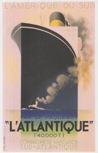 AM Cassandre L'Atlantique Ship Advertising French Poster Postcard