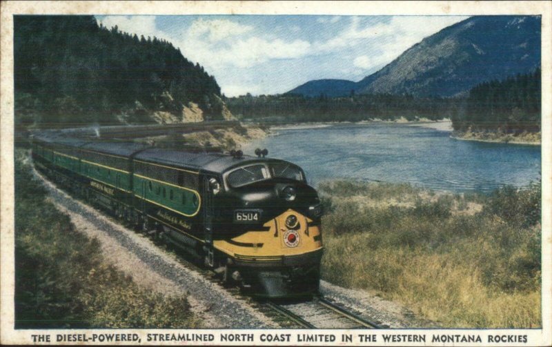 NP Northern Pacific North Coast Limited RR Train Montana Rockies Postcard