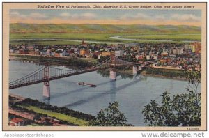 Birds Eye View Of Portsmouth Ohio Showing U S Grnat Bridge Ohio And Scioto Ri...