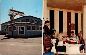 Vtg Antigonish Nova Scotia NS Goshen Scottish Restaurant Bagpipe Player Postcard