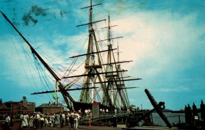 USA Sightseers Boarding Historic Constitution Old Ironsides Charlestown 08.83