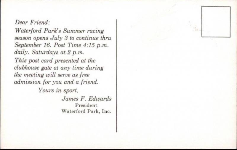 Chester WV Waterford Park Horse Racing Postcard