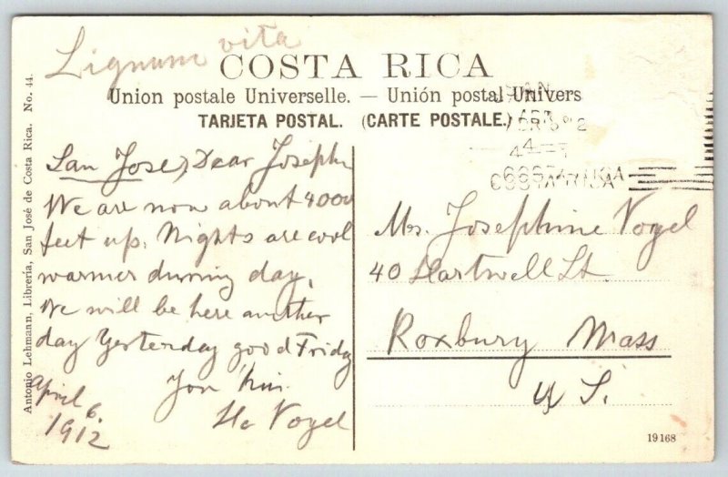 1912  Costa Rica  El Turrialba  Postcard