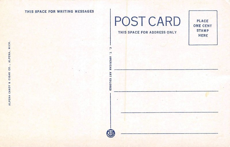 High School Alpena Michigan 1930s postcard