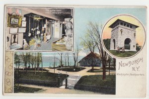 P2602 old postcard multi view newburg ny, washington headquarters