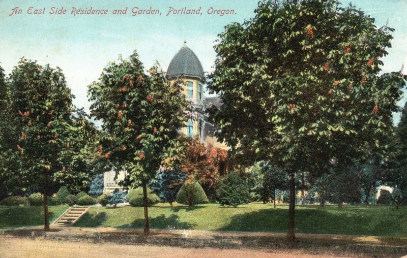 Vintage Postcard 1910's East Side View  Residence And Garden Portland Oregon OR 