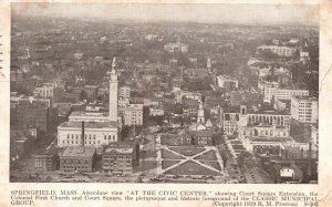 Vintage Postcard 1925 Aeroplane View At The Civic Center Springfield MA City