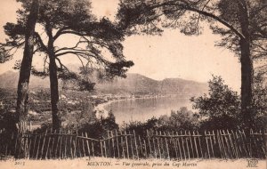 Vintage Postcard 1910's Menton General View From Cape Martin France Cote d'Azur