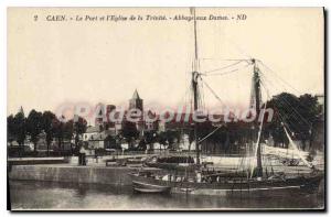 Postcard Caen Old Port and the Church of the Abbey to Trinitie Steaks