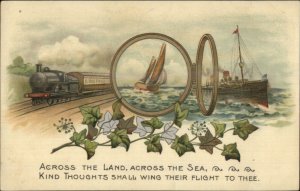 Ship Porthole Steamship RR Train c1910 Greeting Postcard