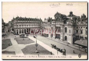 Old Postcard Angers (M and L) Place of Theater and Street Rally of Alsace