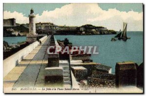 Old Postcard Marseille The pier and the lighthouse Sainte Marie