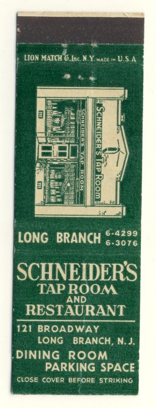 Long Branch, New Jersey/NJ Match Cover, Schneider's Restaurant