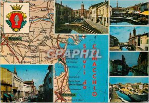 Postcard Modern Saluti da Comacchio Dalla Carta automobilistica