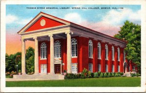 Postcard AL Mobile Thomas Byrne Memorial Library Spring Hill College 1920s V185