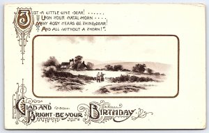 1913 Glad And Bright Be Your Birthday Mountain Landscaped Posted Postcard