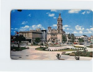 Postcard Zaragoza Square, Cathedral and Casino, Monterrey, Mexico
