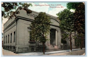 c1910 Washington County Free Library Hagerstown Maryland MD Souvenir Postcard 