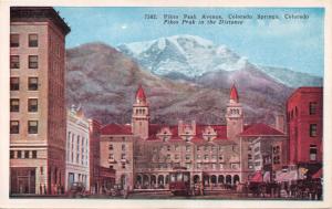 Colorado Springs Colorado~Pikes Peak Avenue~Pikes Peak in the Distance POSTCARD