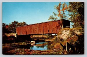 New Hampshire County Farm Covered Bridge Cocheco River Vintage Postcard A126