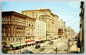 Dayton Ohio~Main Street 5&10c Stores~WT Grant~Woolworth~Kresge~Spritz~Cars~1954