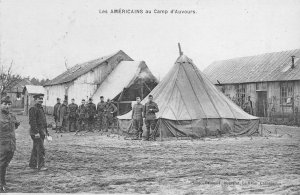 American Soldiers Field Tent Camp Auvours US Army France WWI postcard