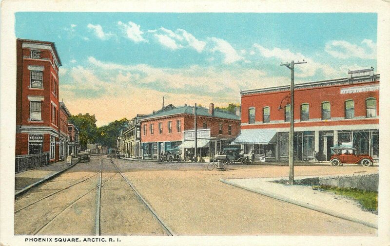 Vintage Postcard; Street Scene Phoenix Square, Arctic RI Kent County unposted