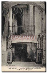 Old Postcard Tarascon Interior of the Church Ste Marthe Entree Crypt