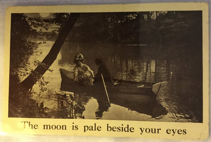 Vintage  Postcard Romantic Boat Ride in Moonlight Edwardian