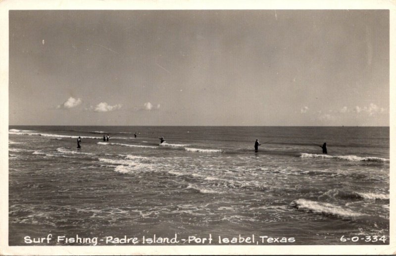 Texas Port Isabel Padre Island Surf Fishing Real Photo